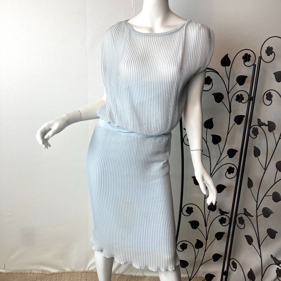 Anthropologie Bordeaux Semi Sheer Pleated Dress/Slip Lining - Picture 3 of 9